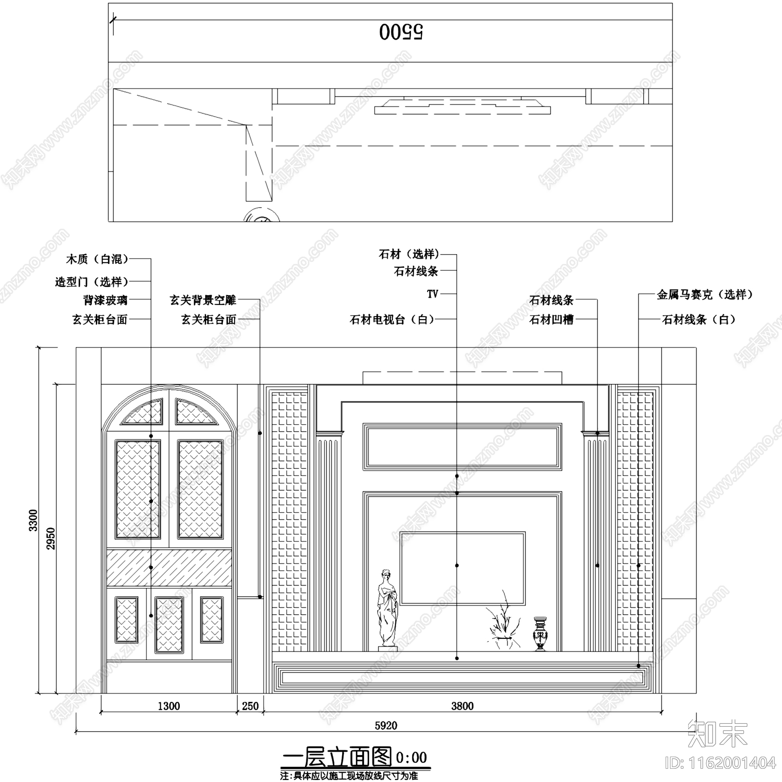 欧式简欧弘景雅墅三层别墅室内家装cad施工图下载【ID:1162001404】