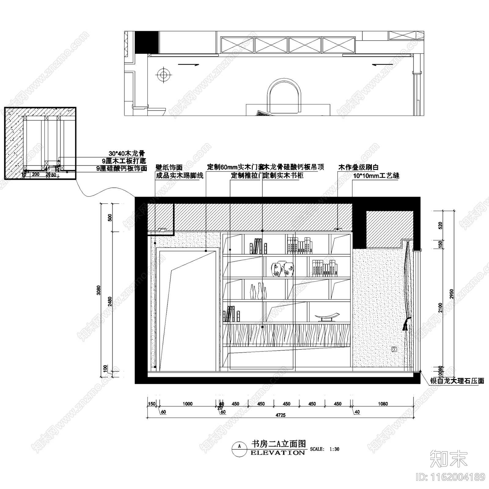 现代极简阳光翡丽湾三层别墅室内家装cad施工图下载【ID:1162004189】