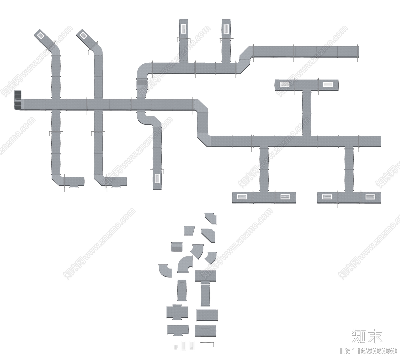 通风管道SU模型下载【ID:1162009080】