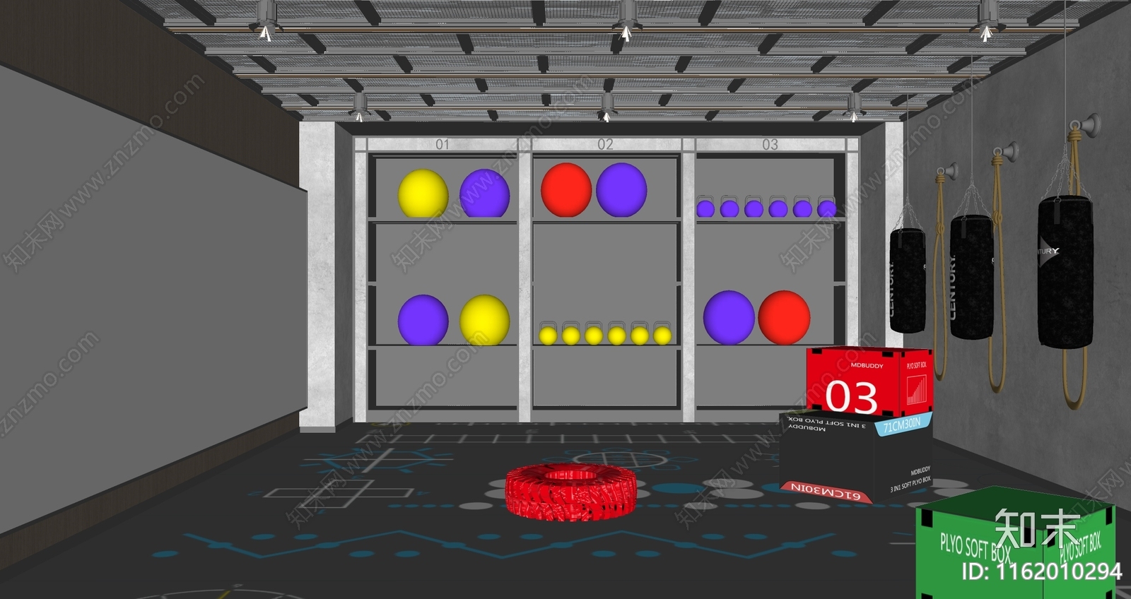 健身房私教区域SU模型下载【ID:1162010294】