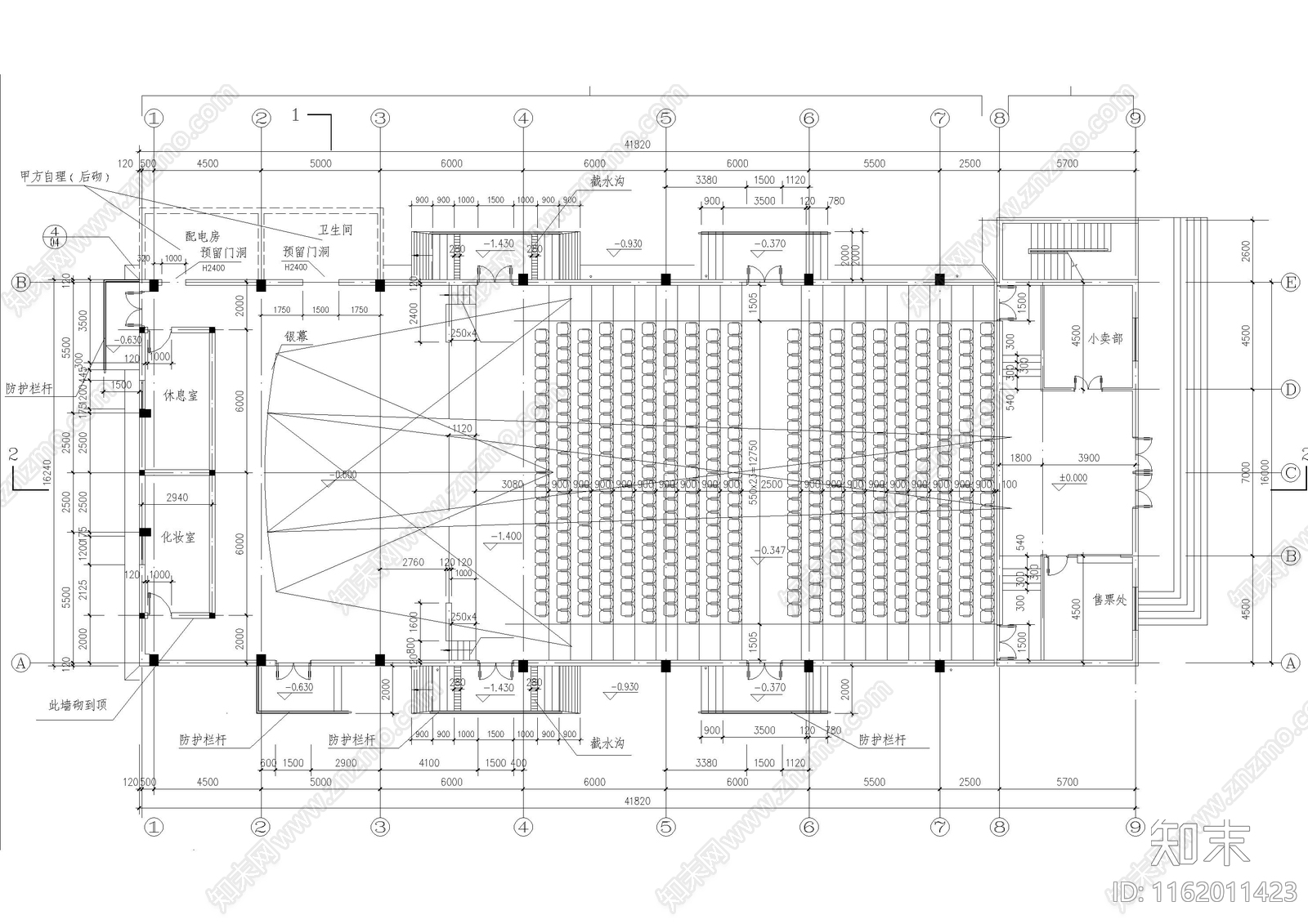 电影院单体建筑施工图下载【ID:1162011423】