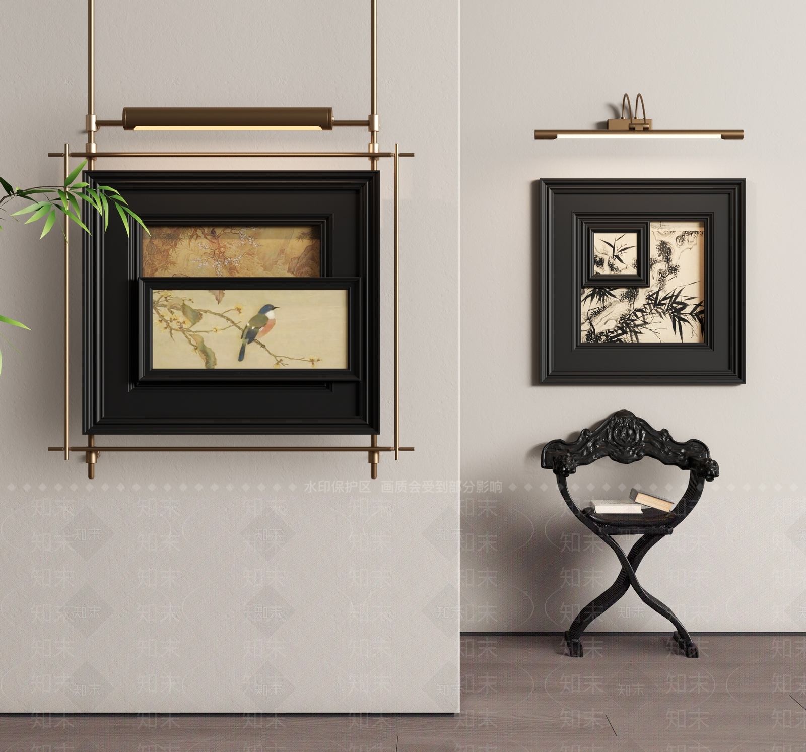 现代中古风装饰挂画SU模型下载【ID:1162011848】