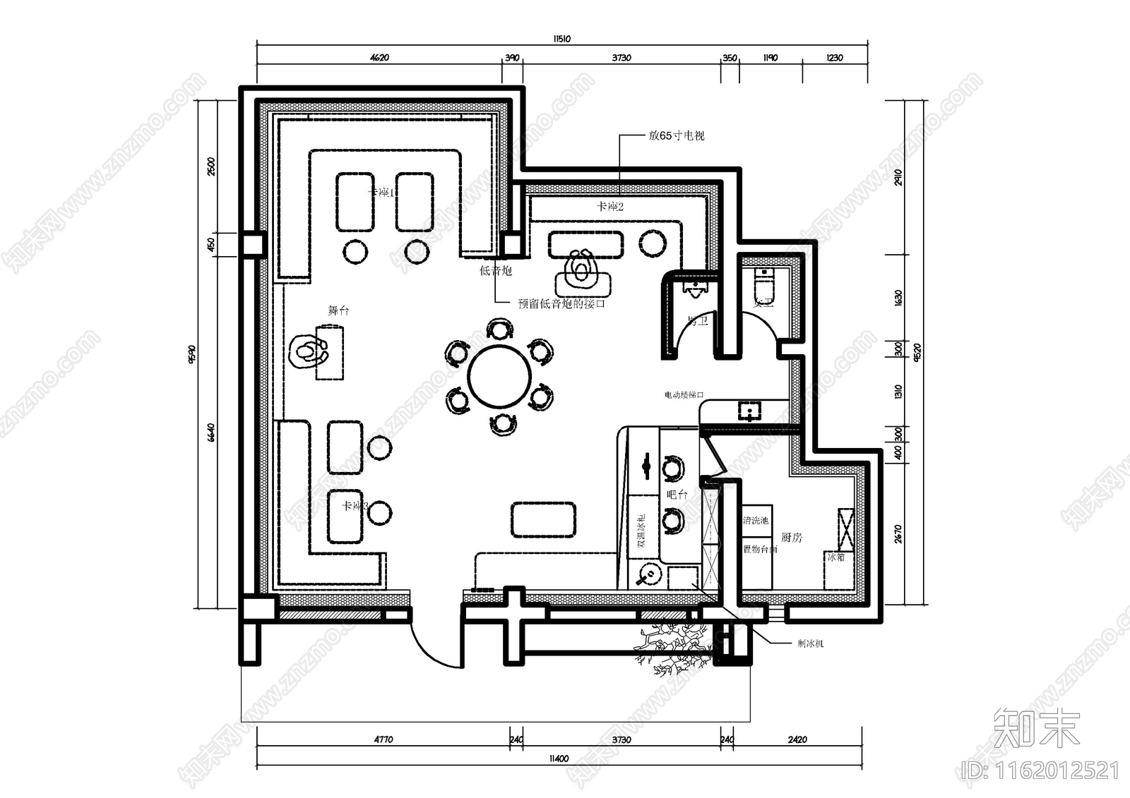 金汇酒吧cad施工图下载【ID:1162012521】