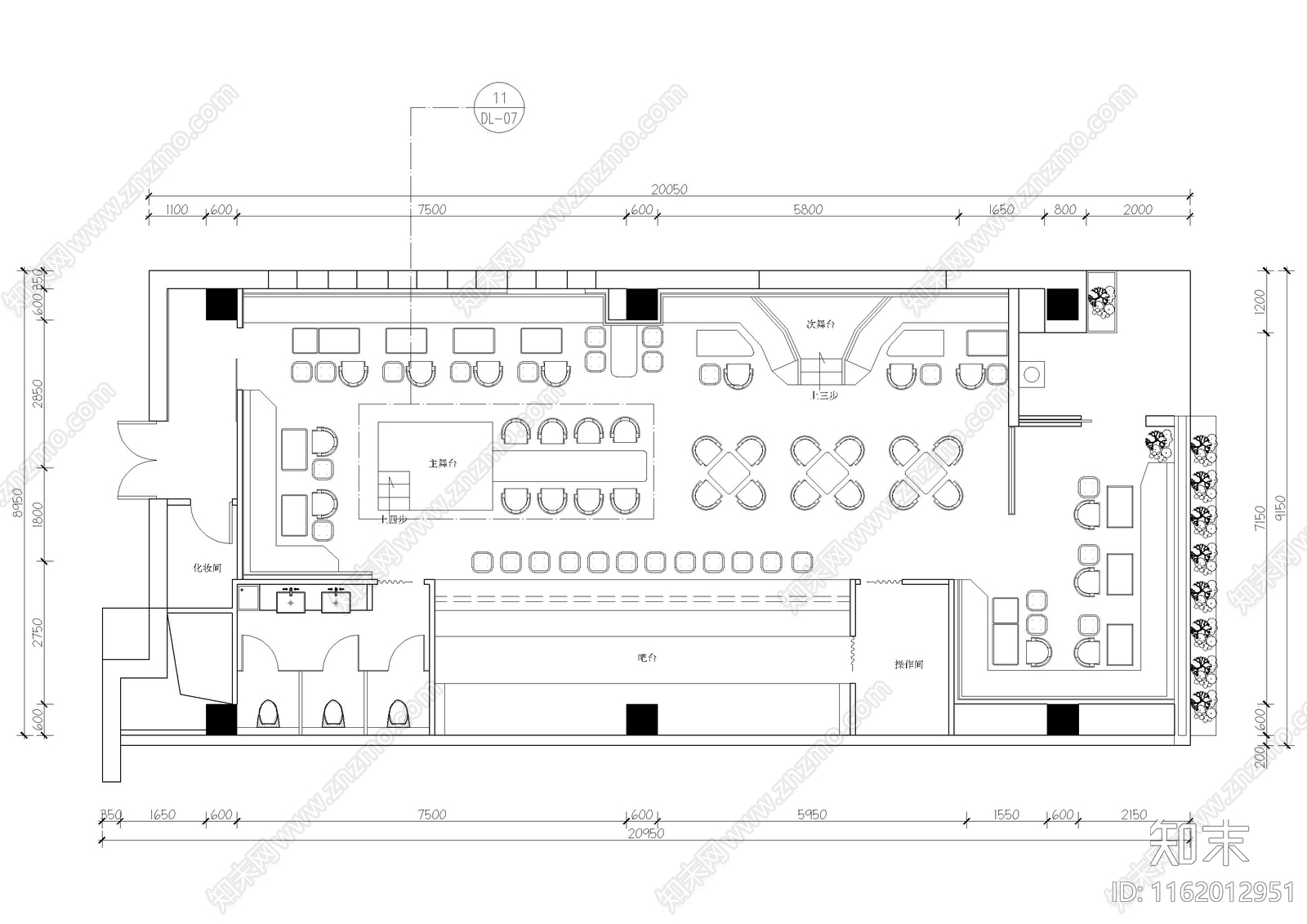 酒吧舞台区cad施工图下载【ID:1162012951】