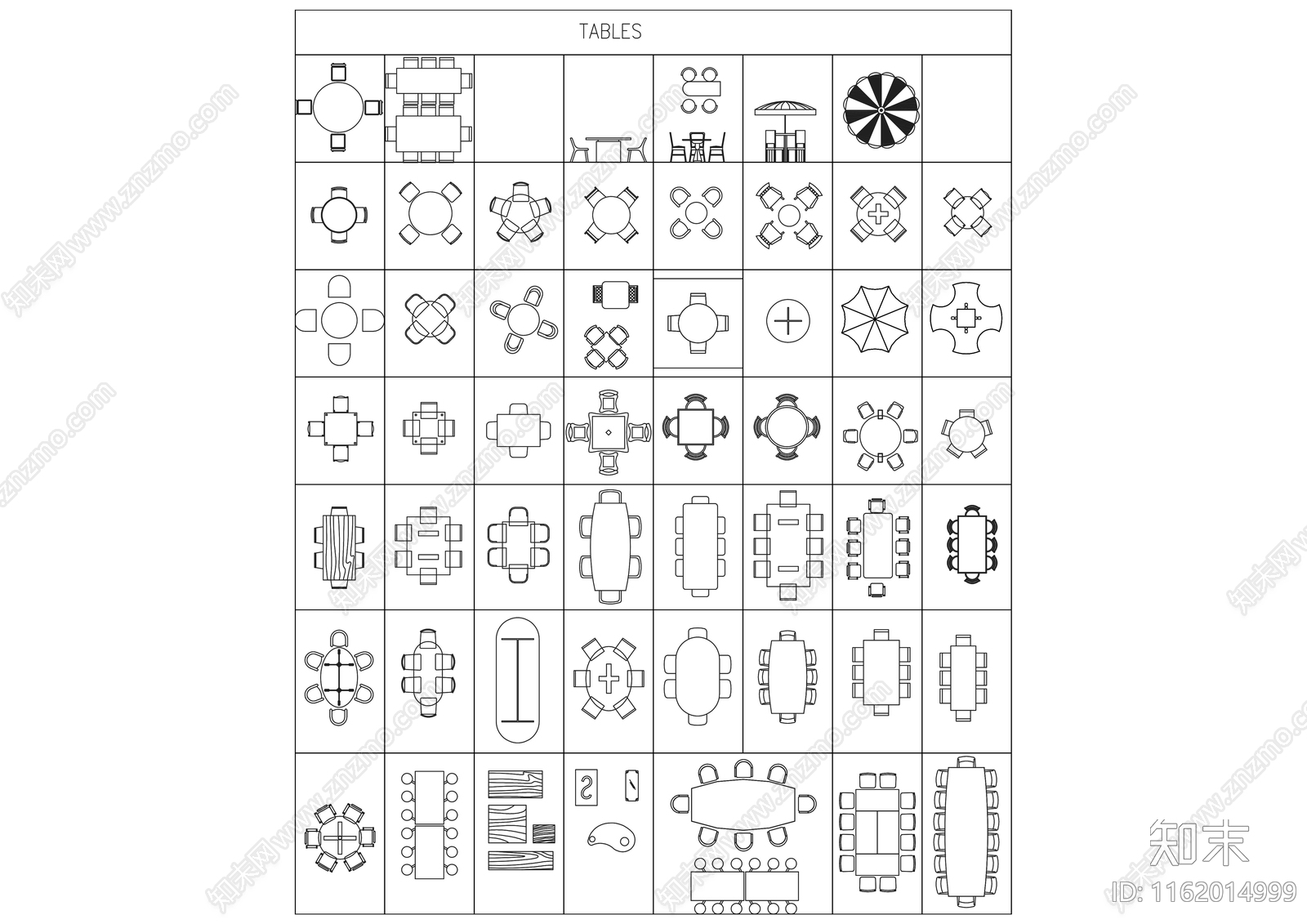 各种标准尺寸会议办公桌椅合集施工图下载【ID:1162014999】