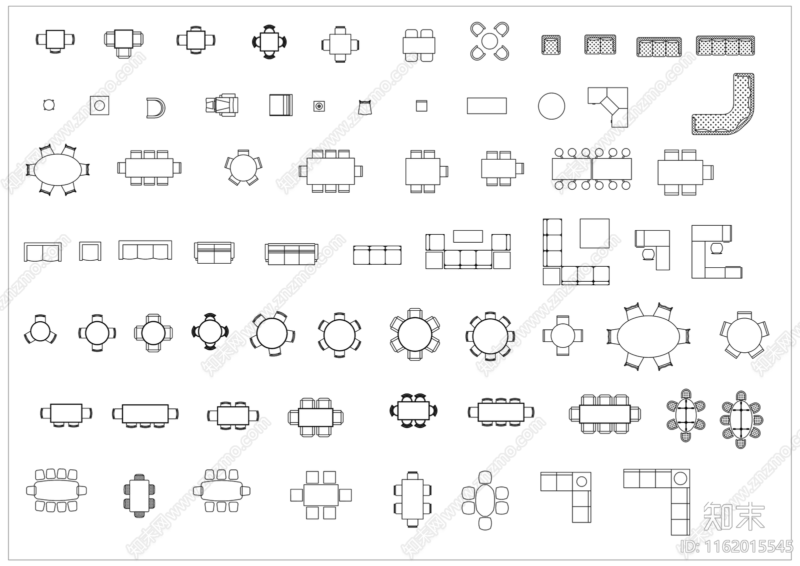 室内设计常用的客餐厅坐具合集施工图下载【ID:1162015545】