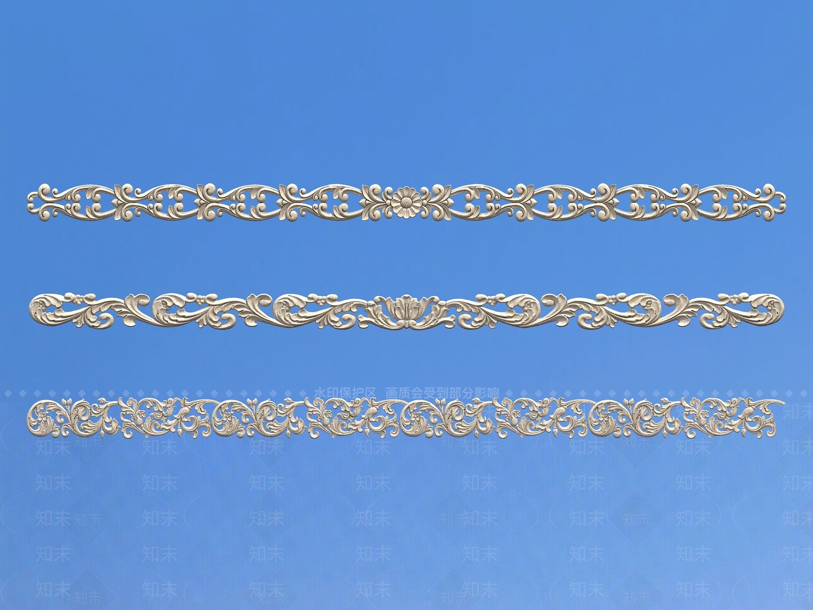 别墅长条线条雕花3D模型下载【ID:1162017275】