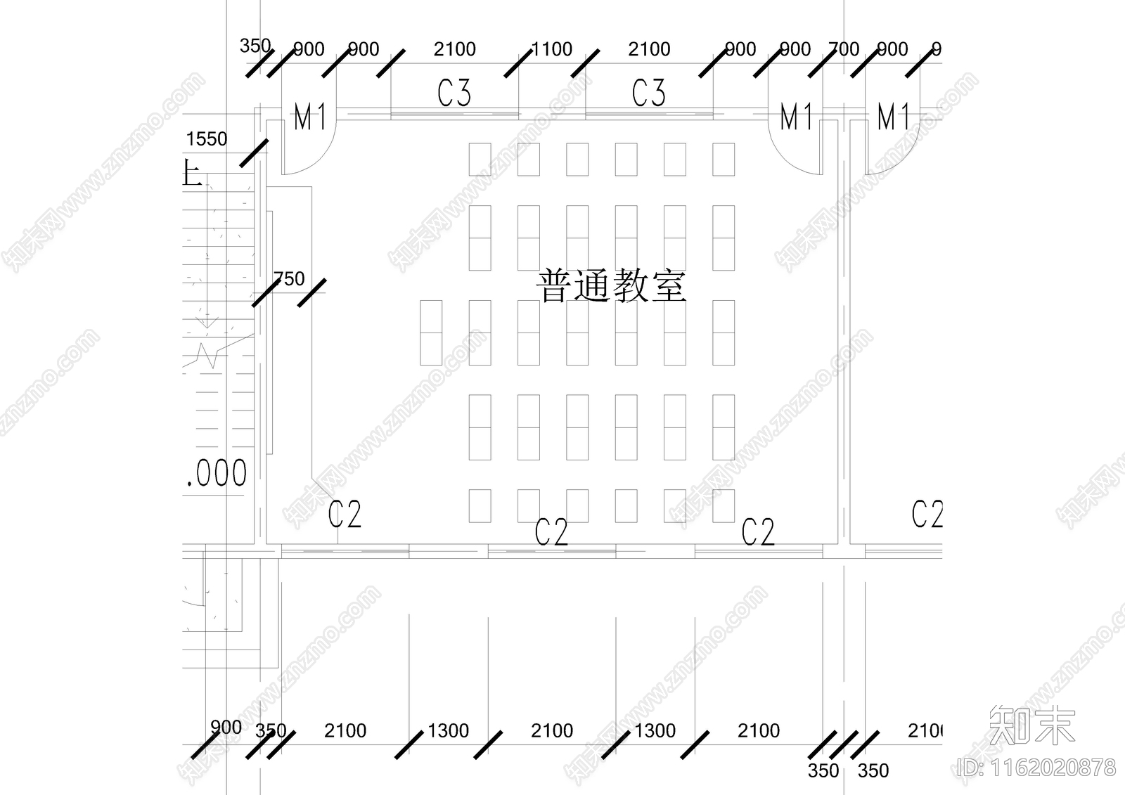 小学教学楼教室方案cad施工图下载【ID:1162020878】