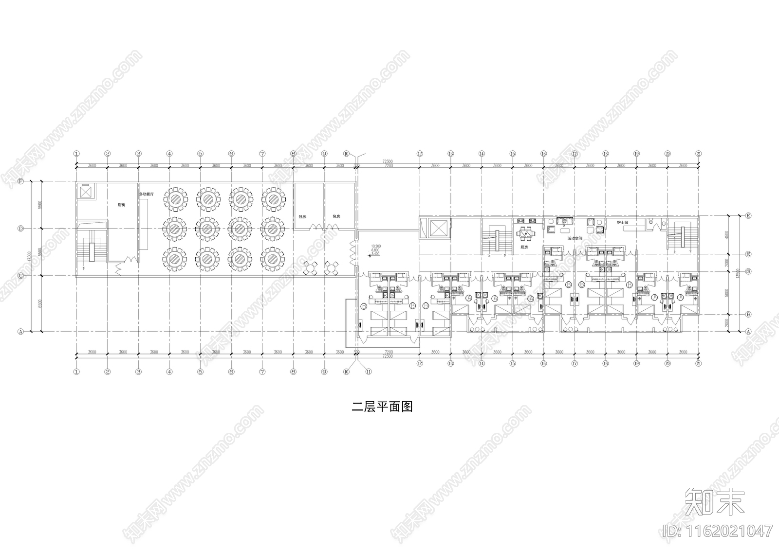 公建住宅养老院养老服务中心cad施工图下载【ID:1162021047】