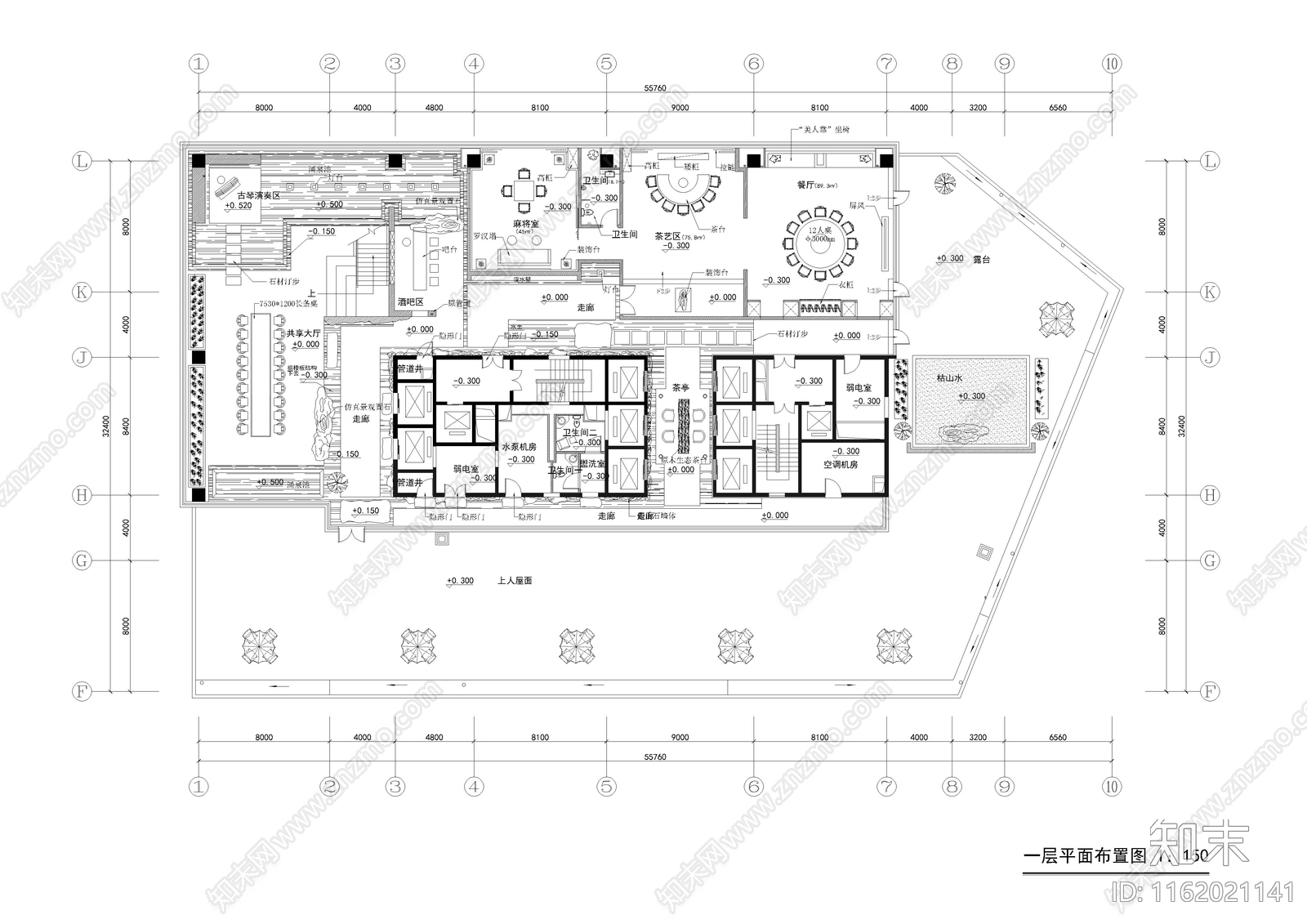 2780㎡茶室茶楼茶馆平面施工图下载【ID:1162021141】
