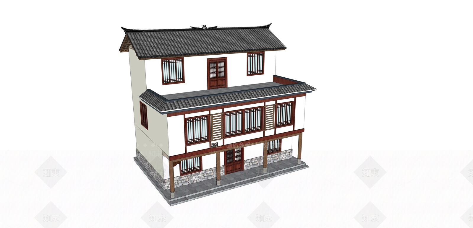 乡村外立面改造SU模型下载【ID:1162021186】