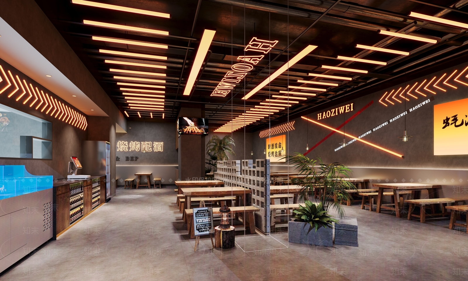 工业风烧烤店3D模型下载【ID:1162023024】