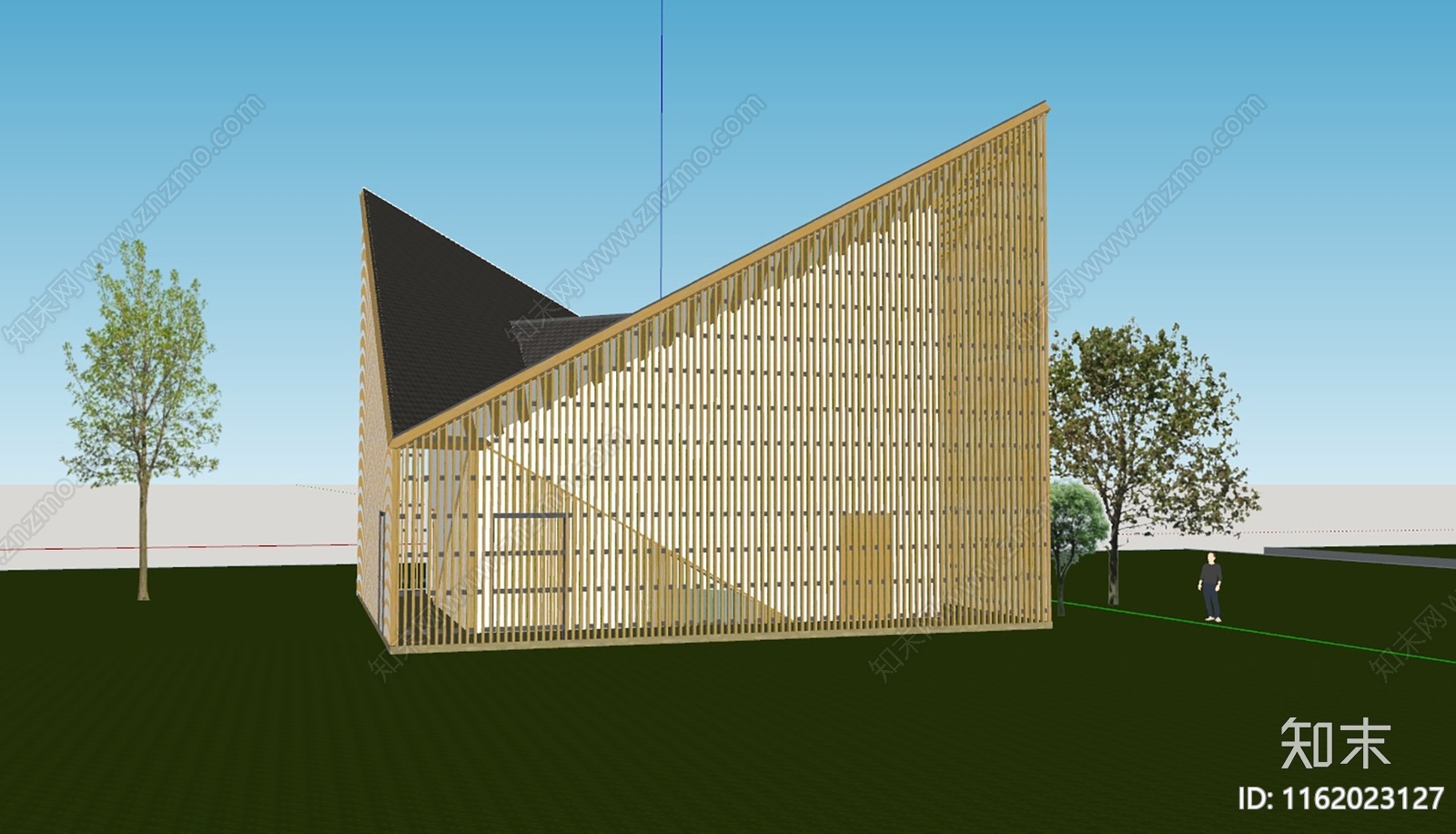 万景园小教堂景观小品小公建直线建筑SU模型下载【ID:1162023127】