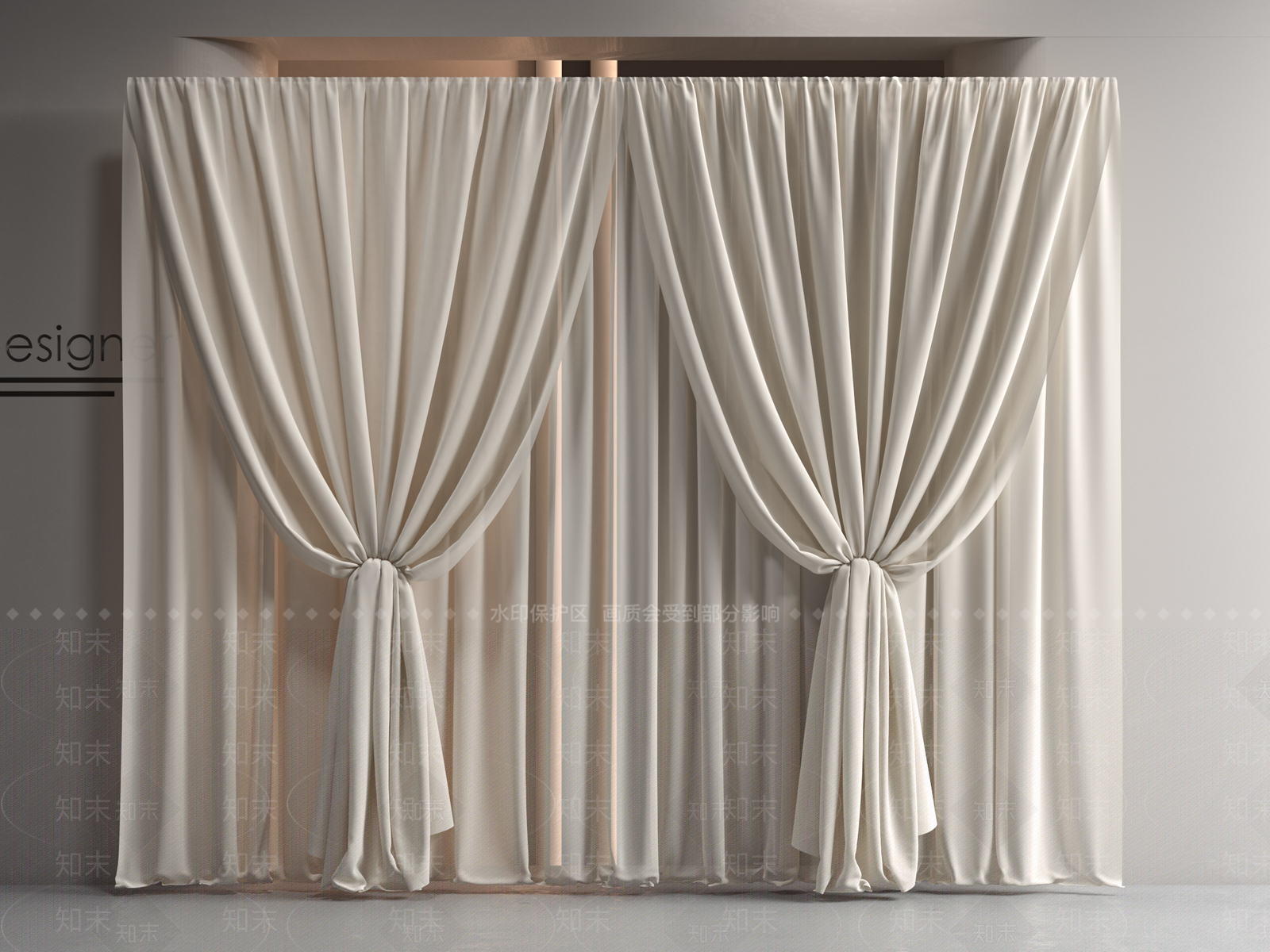 现代窗纱3D模型下载【ID:1162026507】