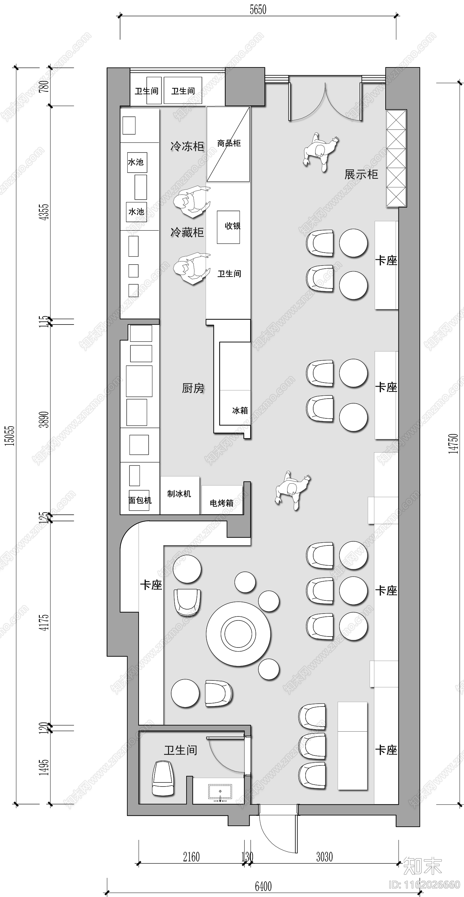 奶茶店果饮店甜品咖啡店施工图下载【ID:1162026660】