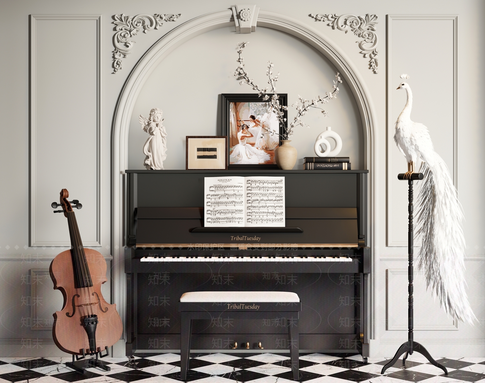 钢琴SU模型下载【ID:1162027517】