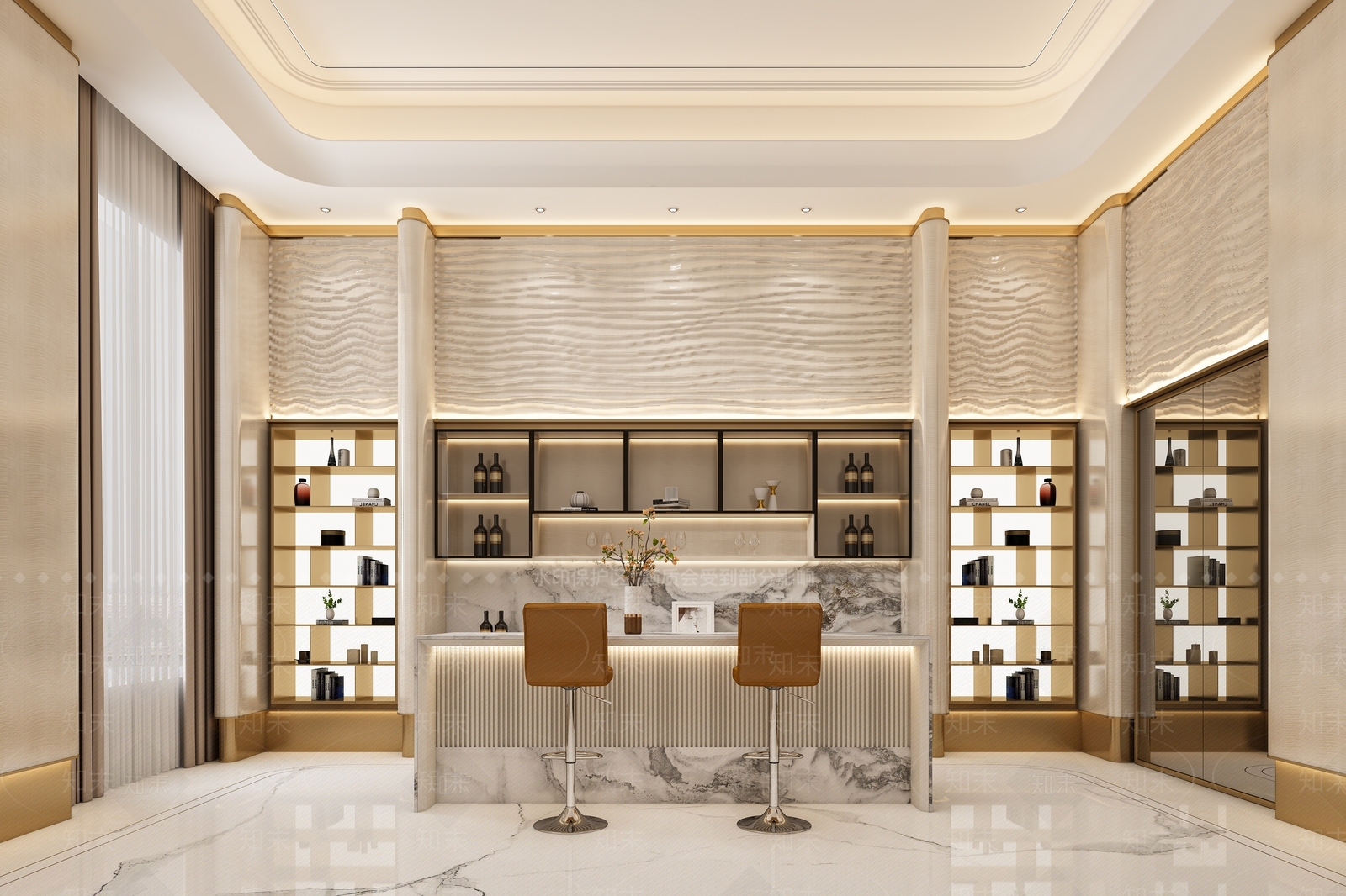 现代轻奢酒柜吧台3D模型下载【ID:1162029183】