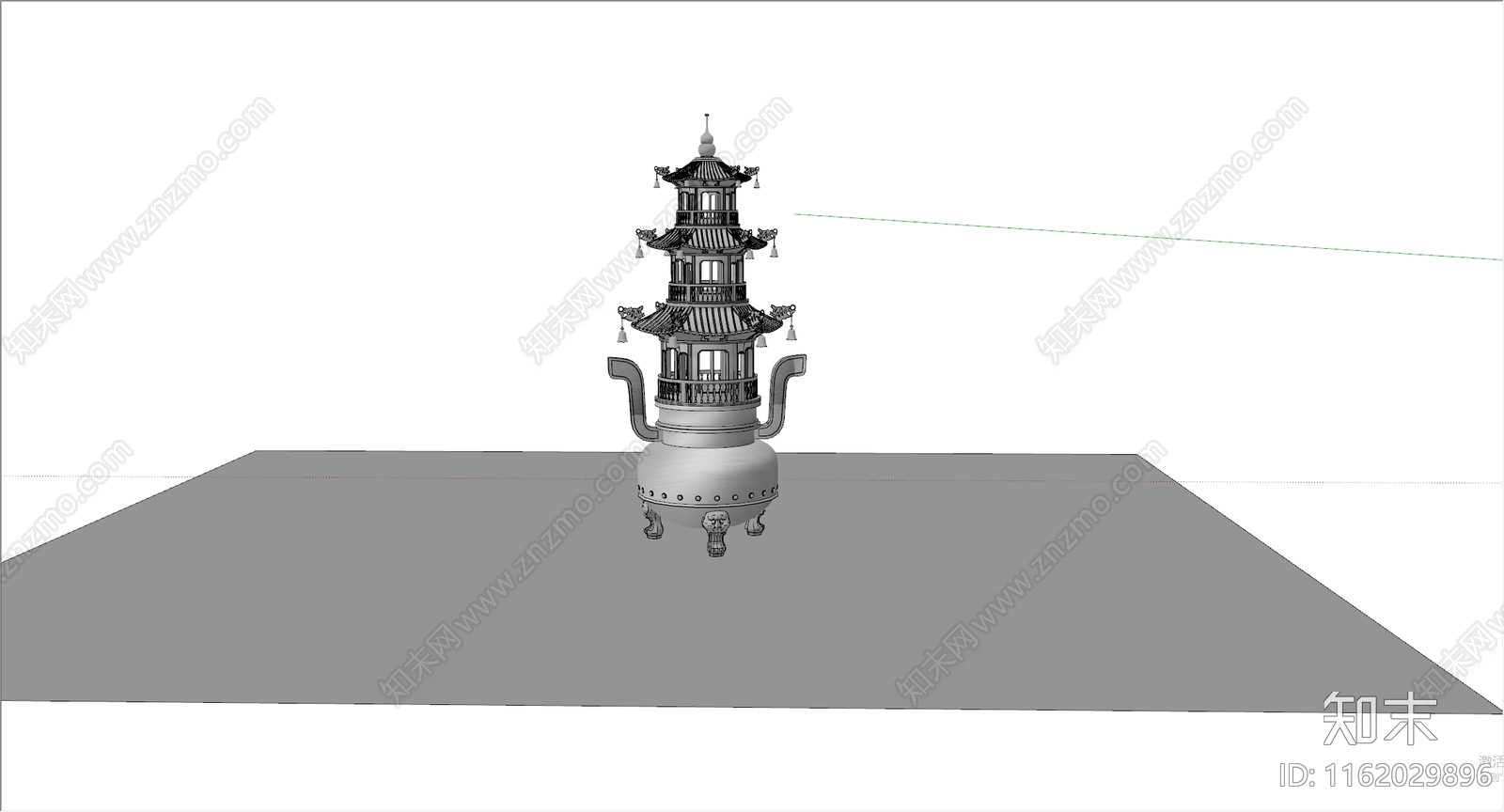 中式香炉炼丹炉SU模型下载【ID:1162029896】