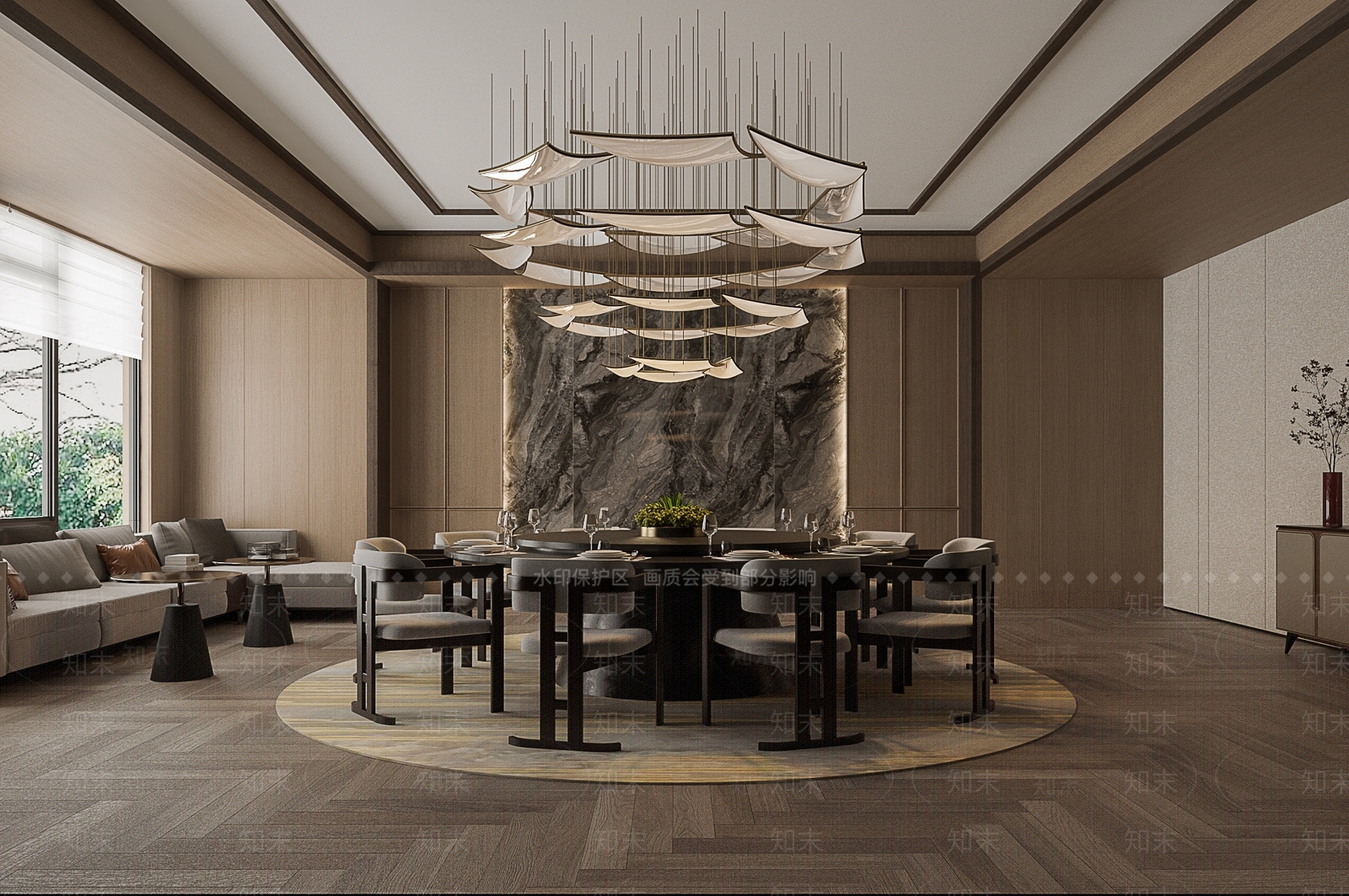 现代新中式包厢3D模型下载【ID:1162030530】