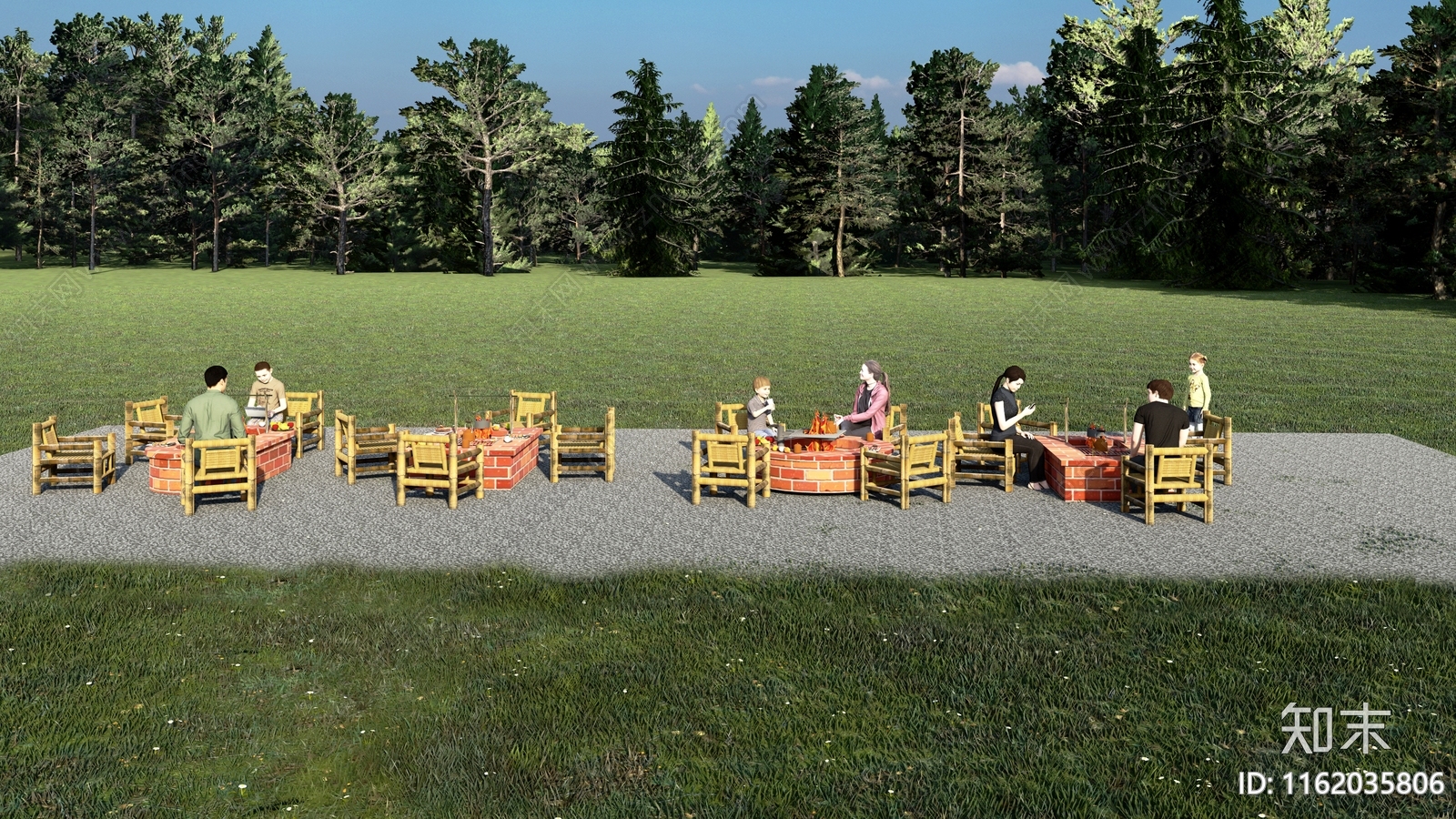 围炉煮茶烧烤农家乐露营SU模型下载【ID:1162035806】