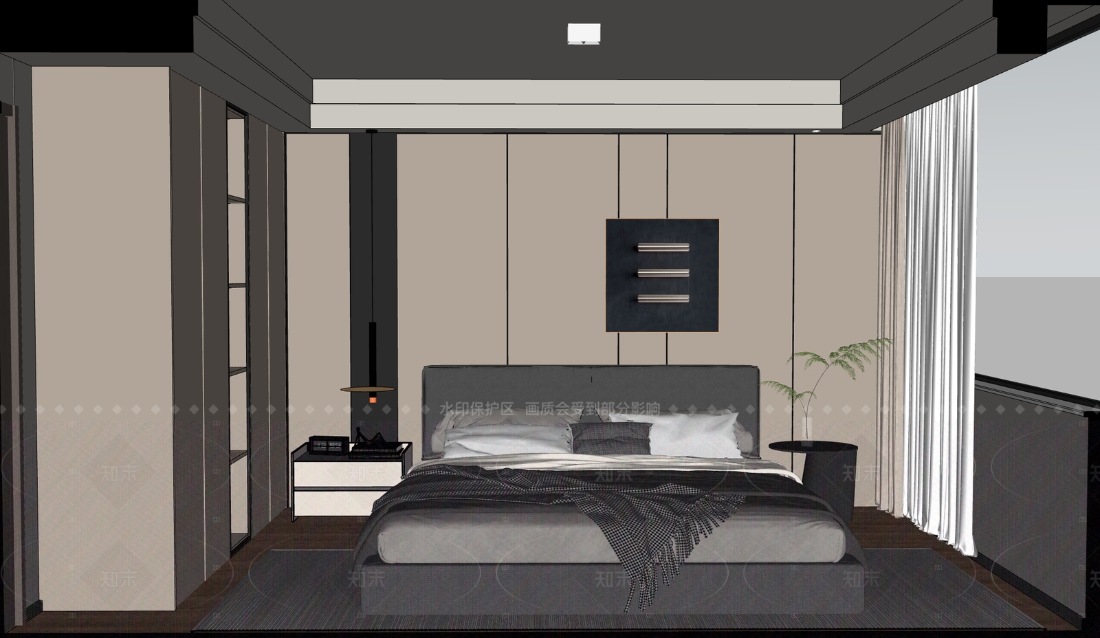 现代家居卧室SU模型下载【ID:1216022688】