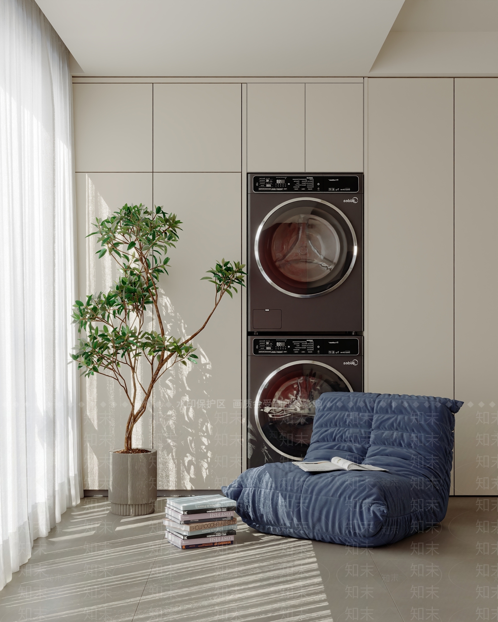 现代生活阳台洗衣机3D模型下载【ID:1162040155】