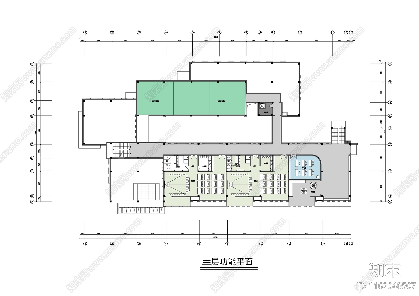现代幼儿园平面cad施工图下载【ID:1162040507】