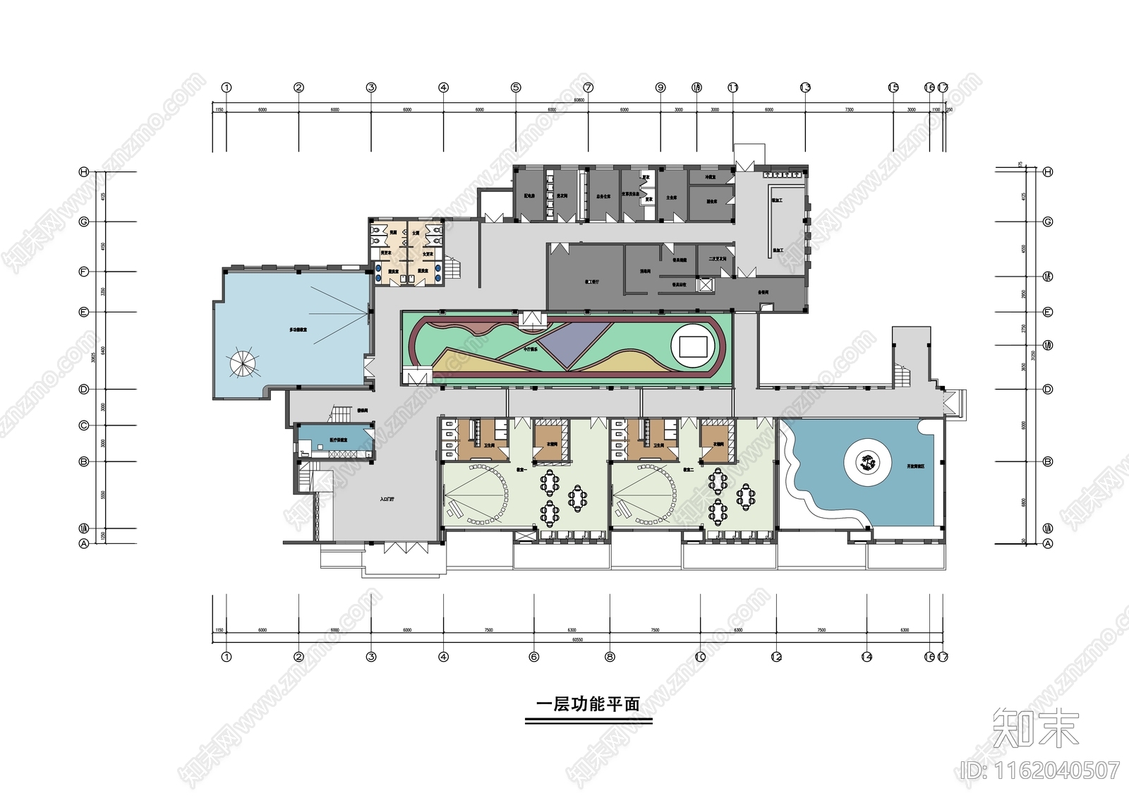 现代幼儿园平面cad施工图下载【ID:1162040507】
