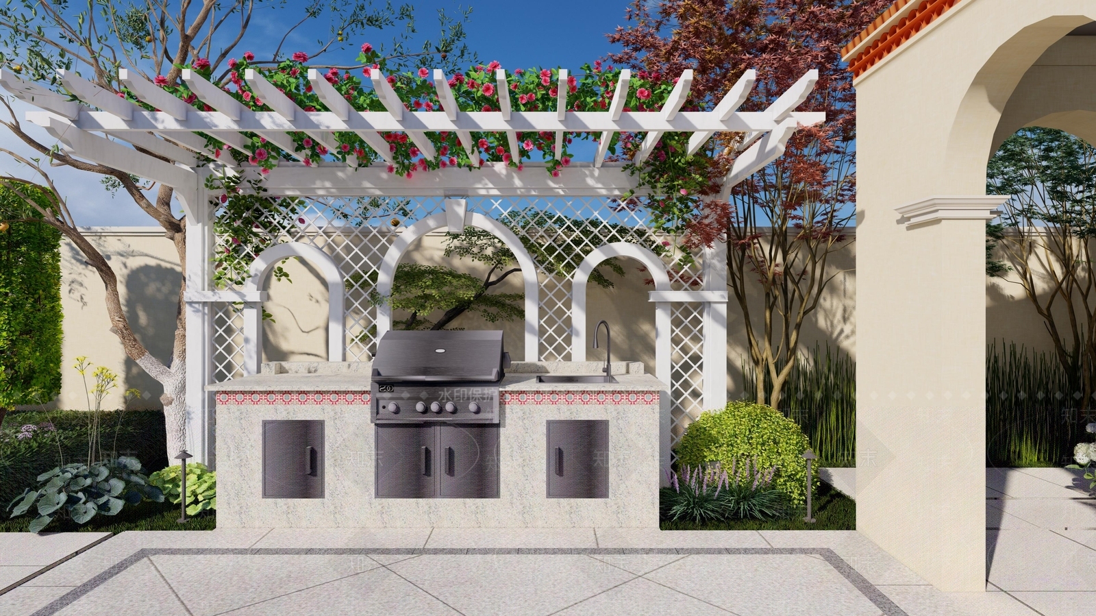 欧式庭院花架SU模型下载【ID:1162040766】