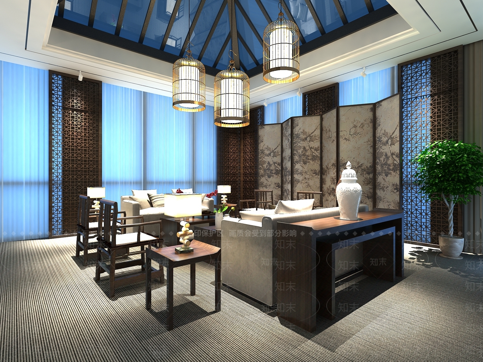 酒店餐饮包间休息区3D模型下载【ID:1162040998】