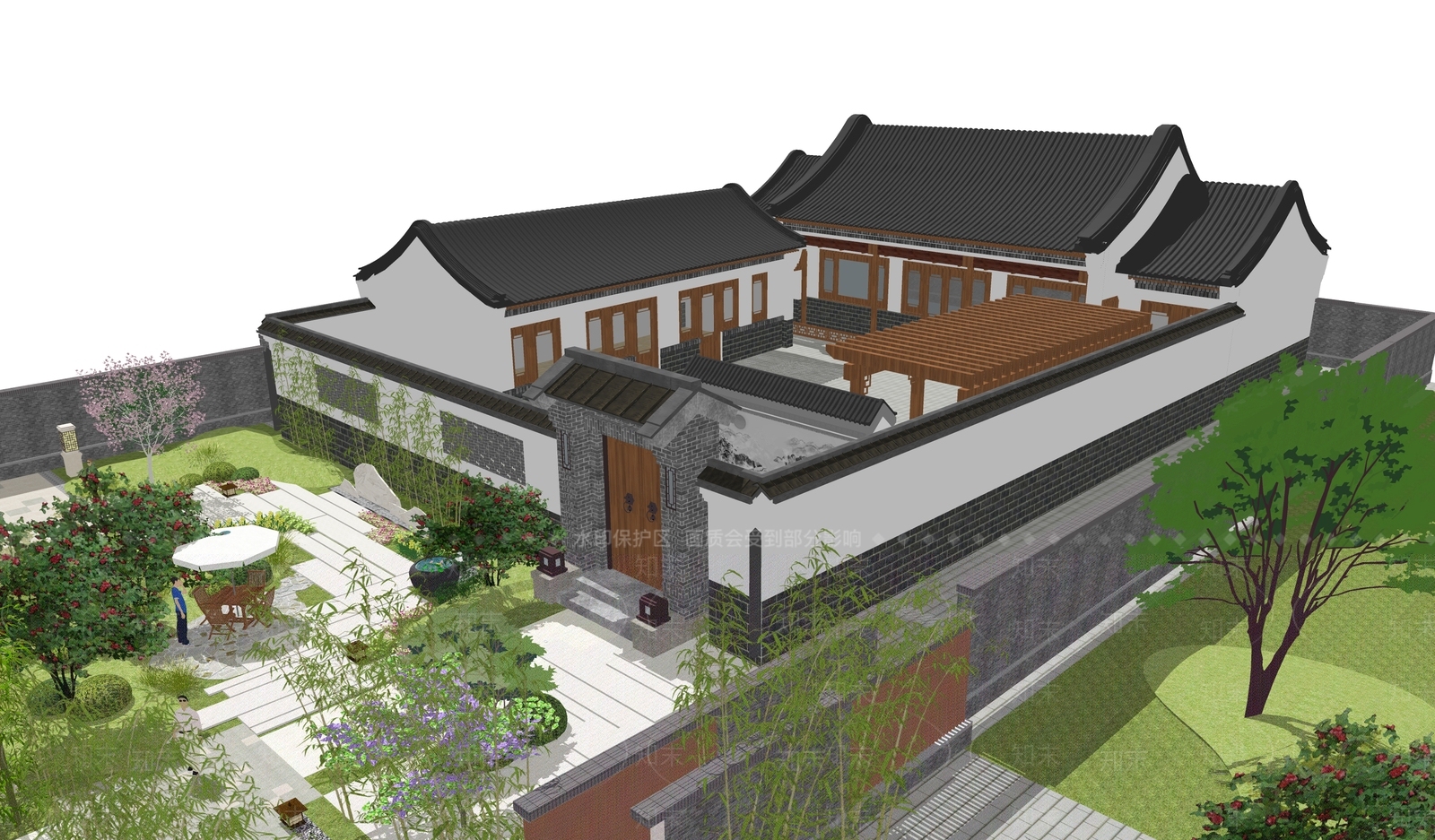 中式四合院SU模型下载【ID:1162042839】