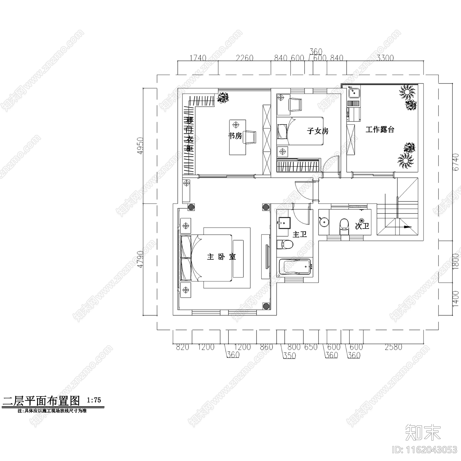 欧式二层别墅室内家装cad施工图下载【ID:1162043053】