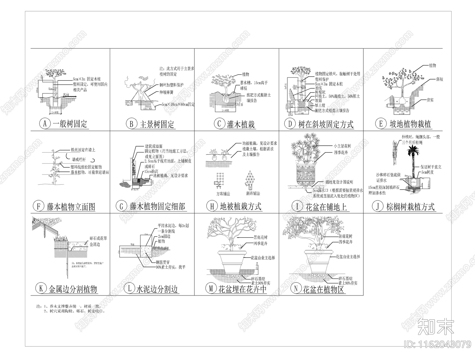 植物种植说明及植物表施工图下载【ID:1162043079】