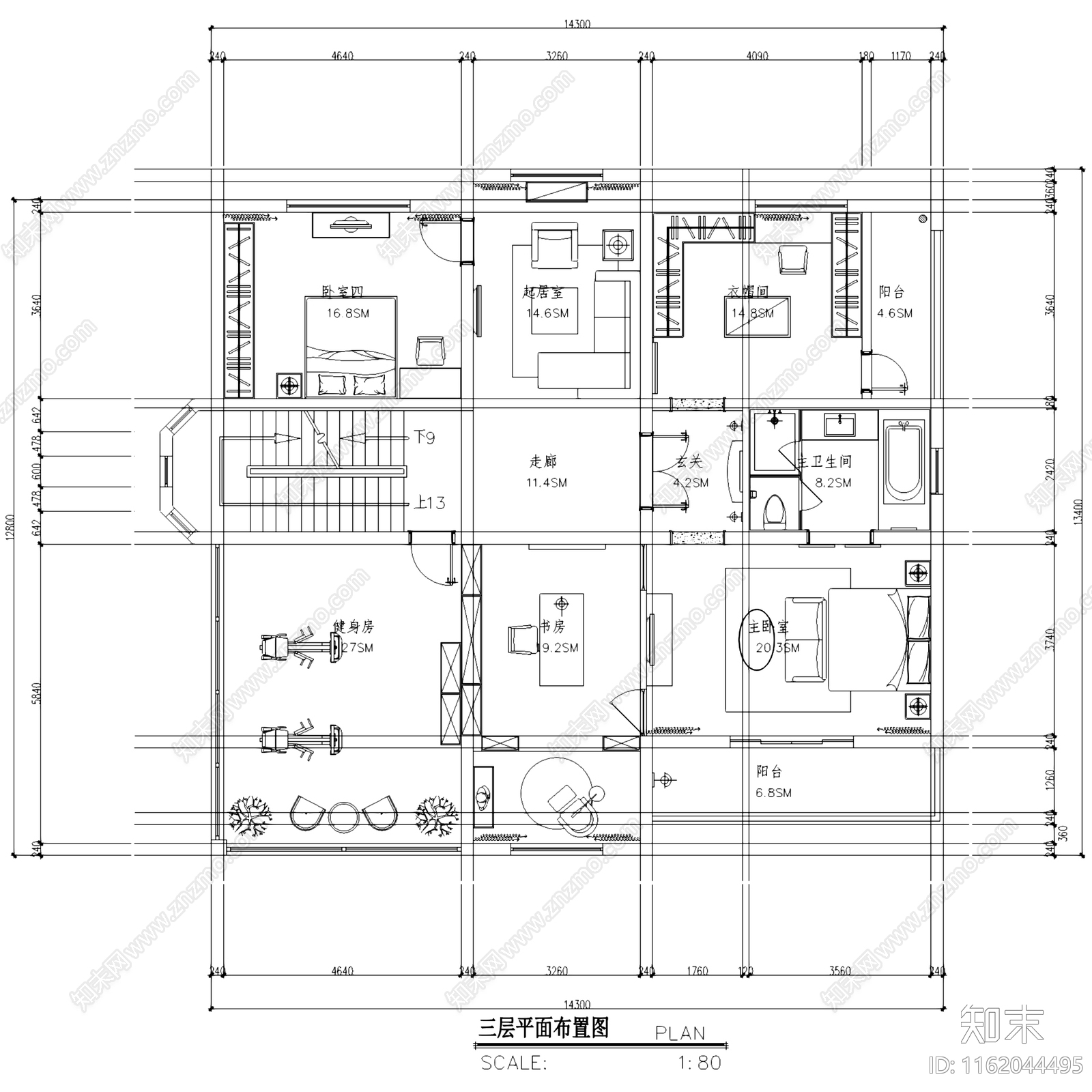 中式古典三层别墅私宅室内家装cad施工图下载【ID:1162044495】