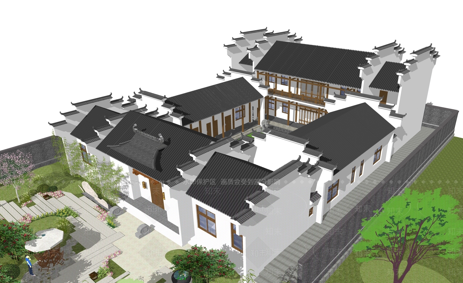 中式四合院SU模型下载【ID:1162046371】