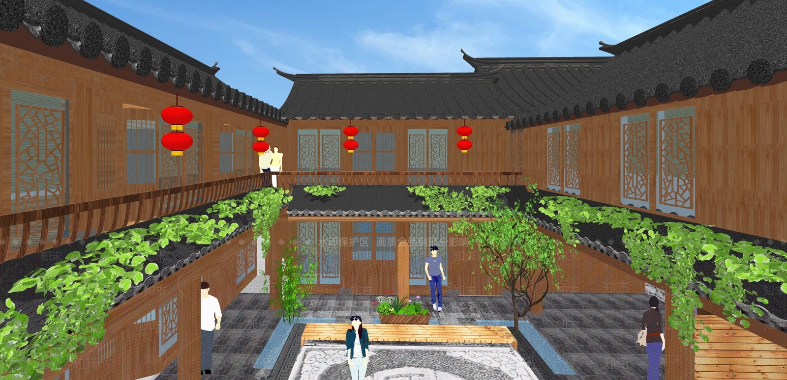 中式四合院SU模型下载【ID:1162050923】