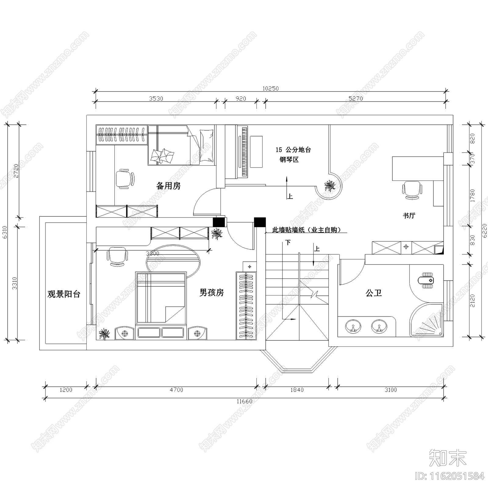 欧式白金瀚私宅四层别墅室内家装cad施工图下载【ID:1162051584】