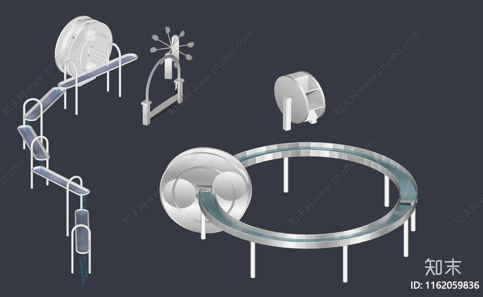 儿童水乐园设备SU模型下载【ID:1162059836】