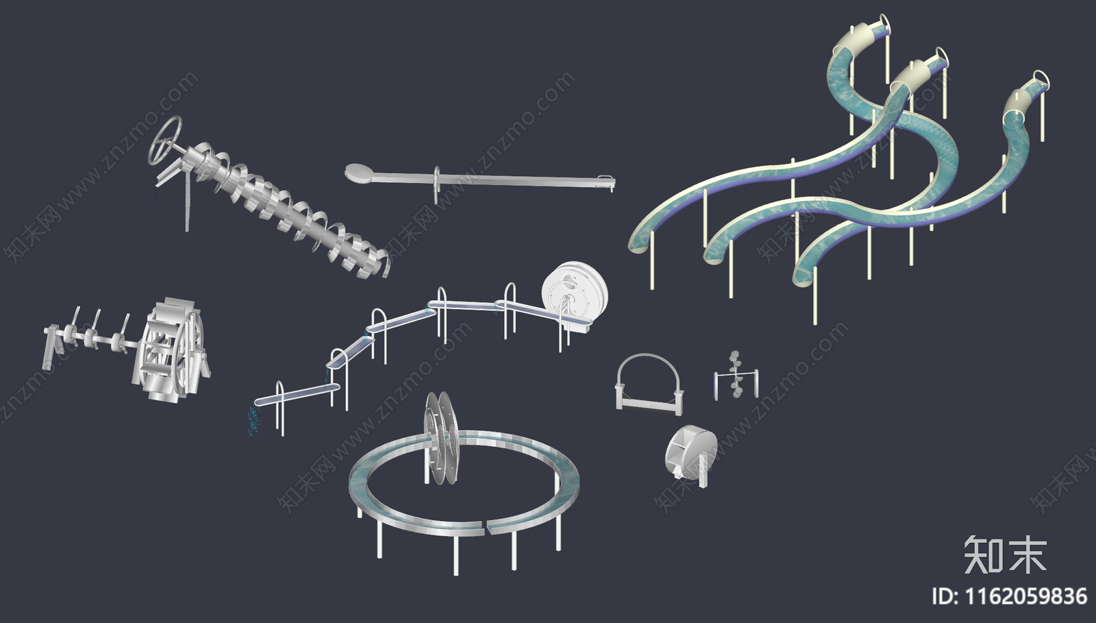 儿童水乐园设备SU模型下载【ID:1162059836】