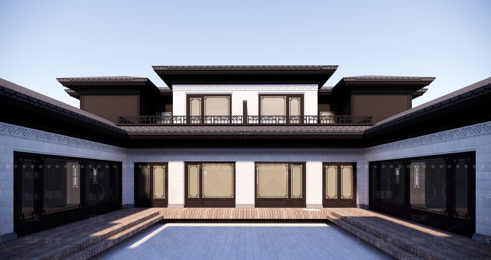 山外山新中式风格回形2层别墅SU模型下载【ID:1162051994】