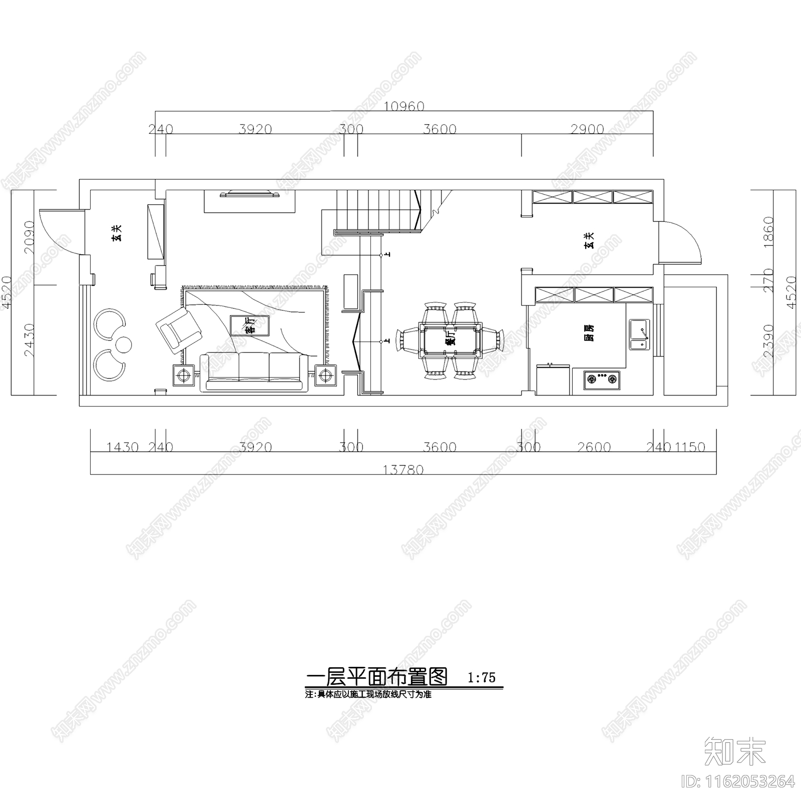 美式田园风三层别墅室内家装cad施工图下载【ID:1162053264】