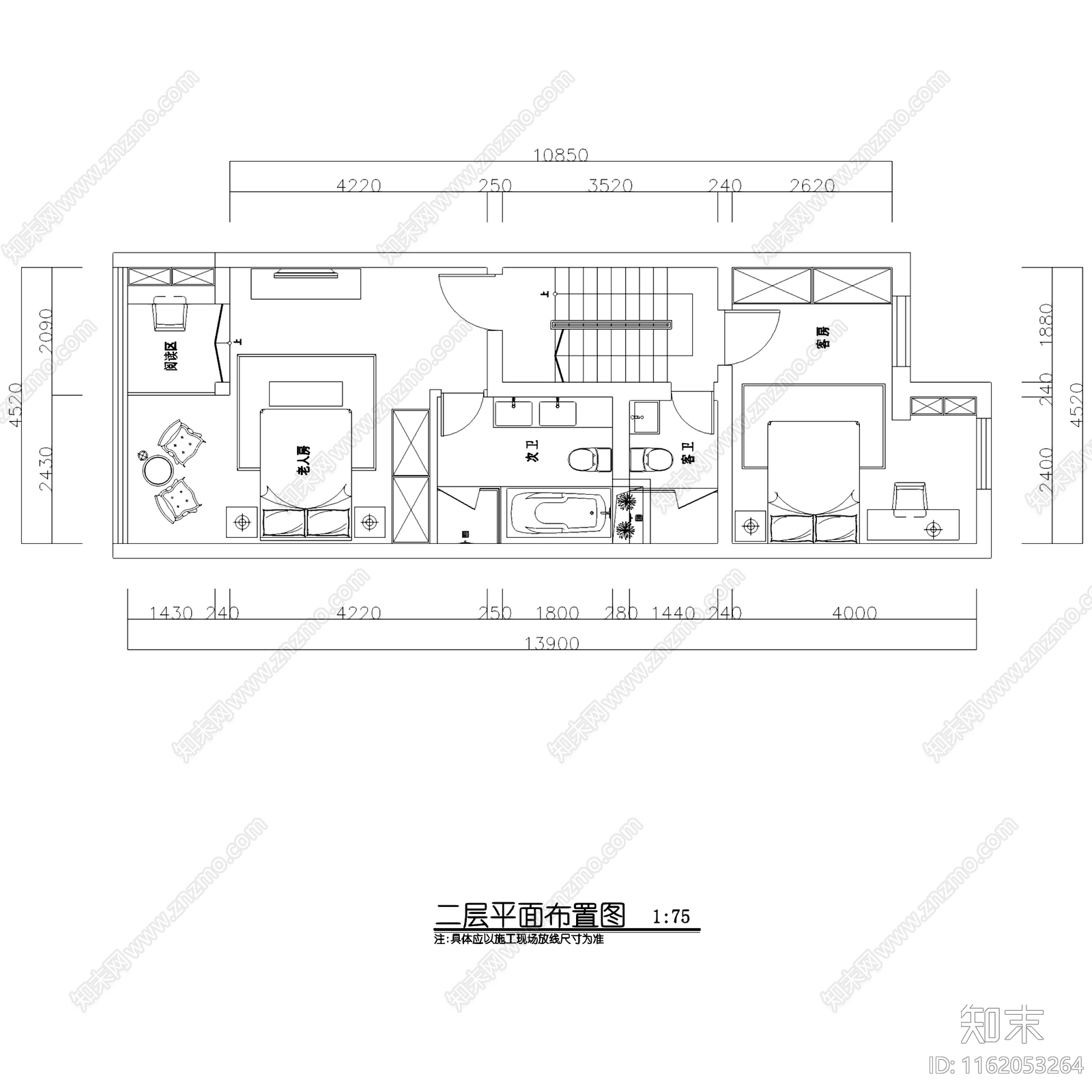 美式田园风三层别墅室内家装cad施工图下载【ID:1162053264】