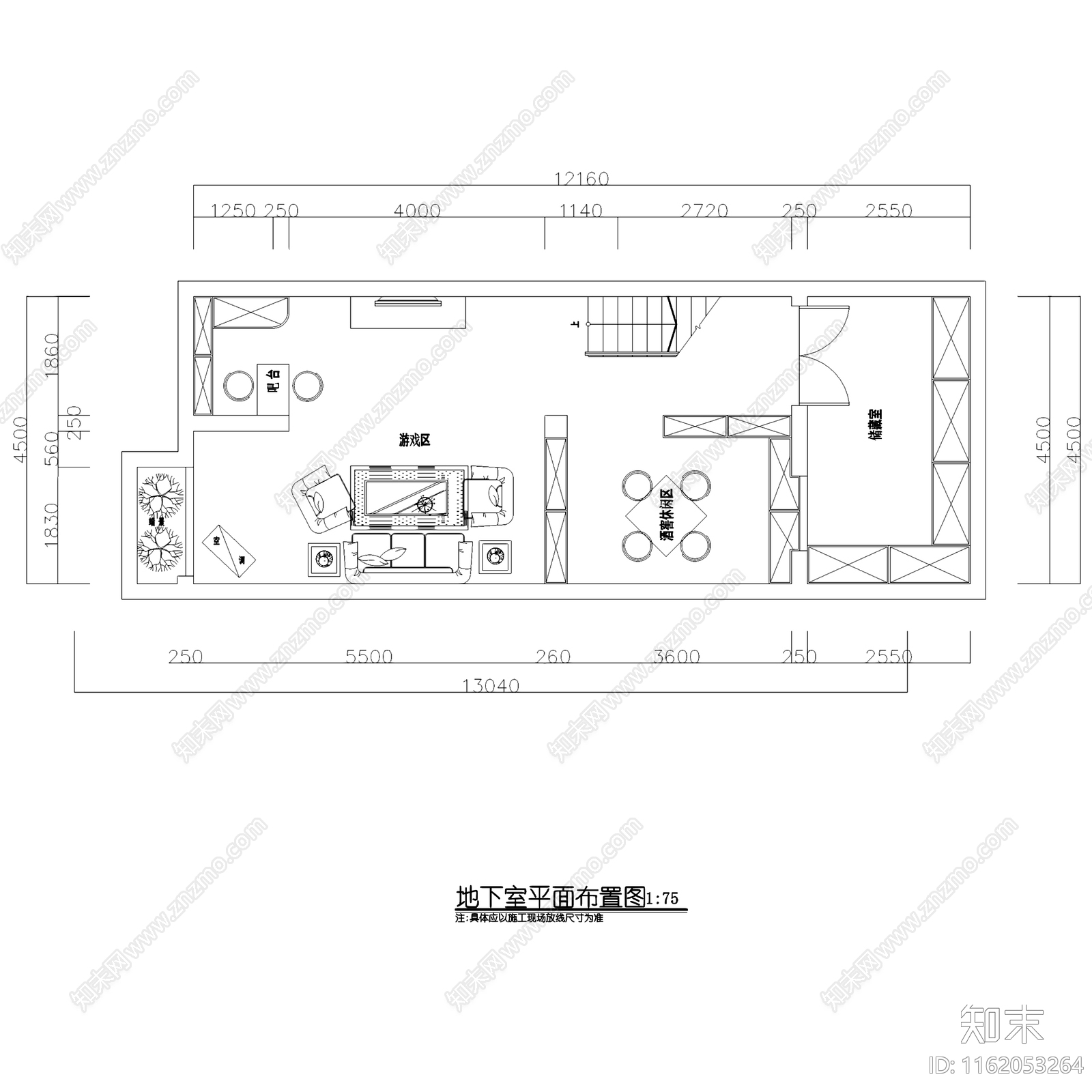 美式田园风三层别墅室内家装cad施工图下载【ID:1162053264】