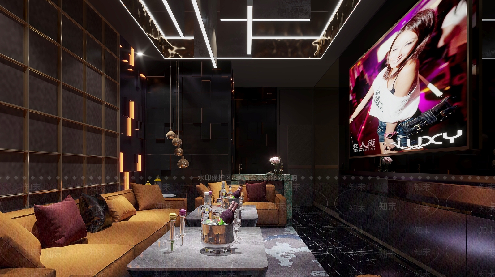 现代KTV包间3D模型下载【ID:1162055276】