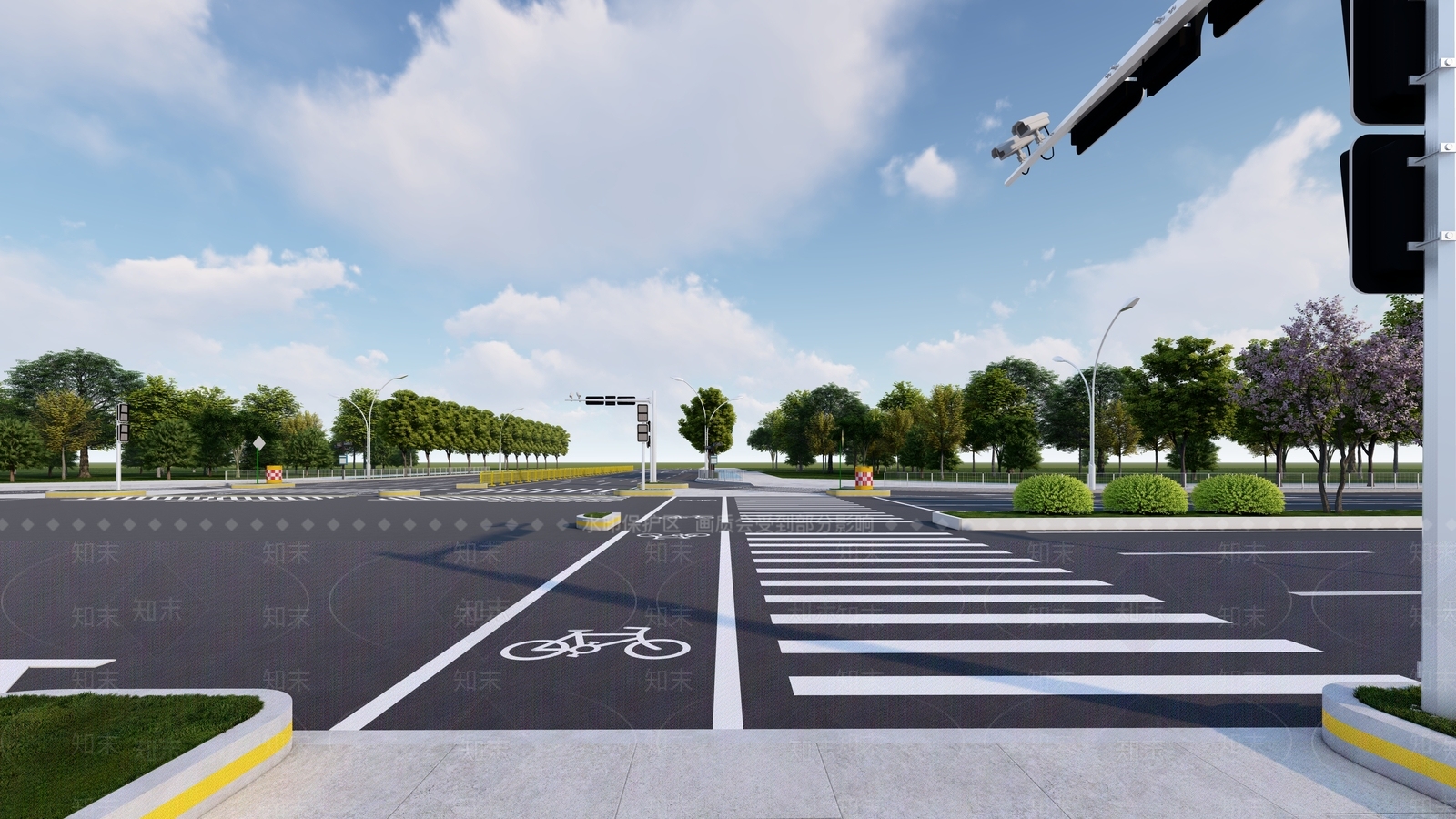 市政道路交叉路SU模型下载【ID:1162055911】