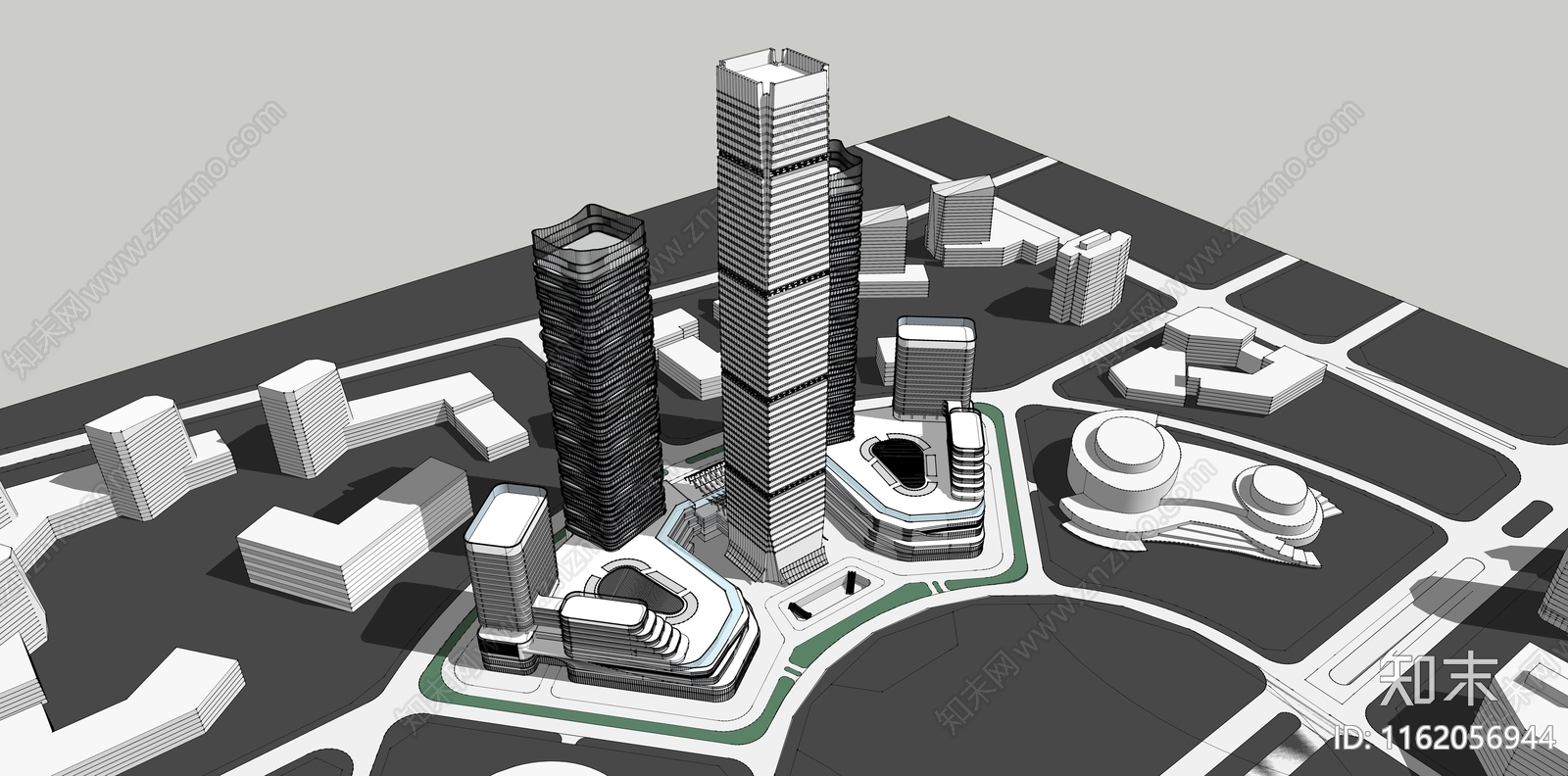 西宁综合体超高层项目方案3SU模型下载【ID:1162056944】