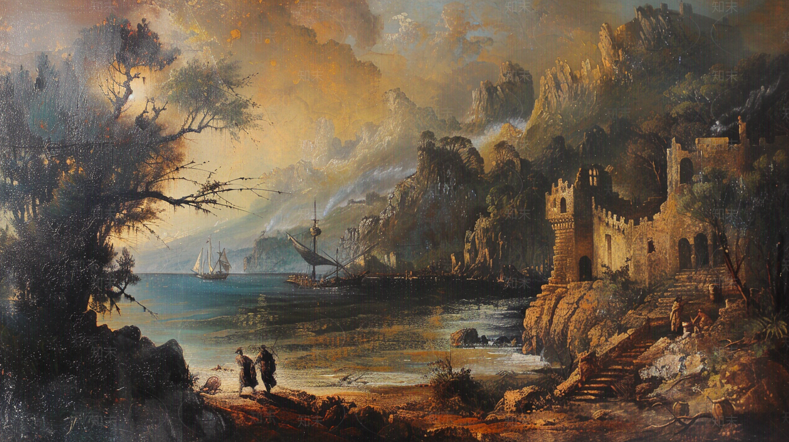 欧式风景油画贴图下载【ID:1162059494】