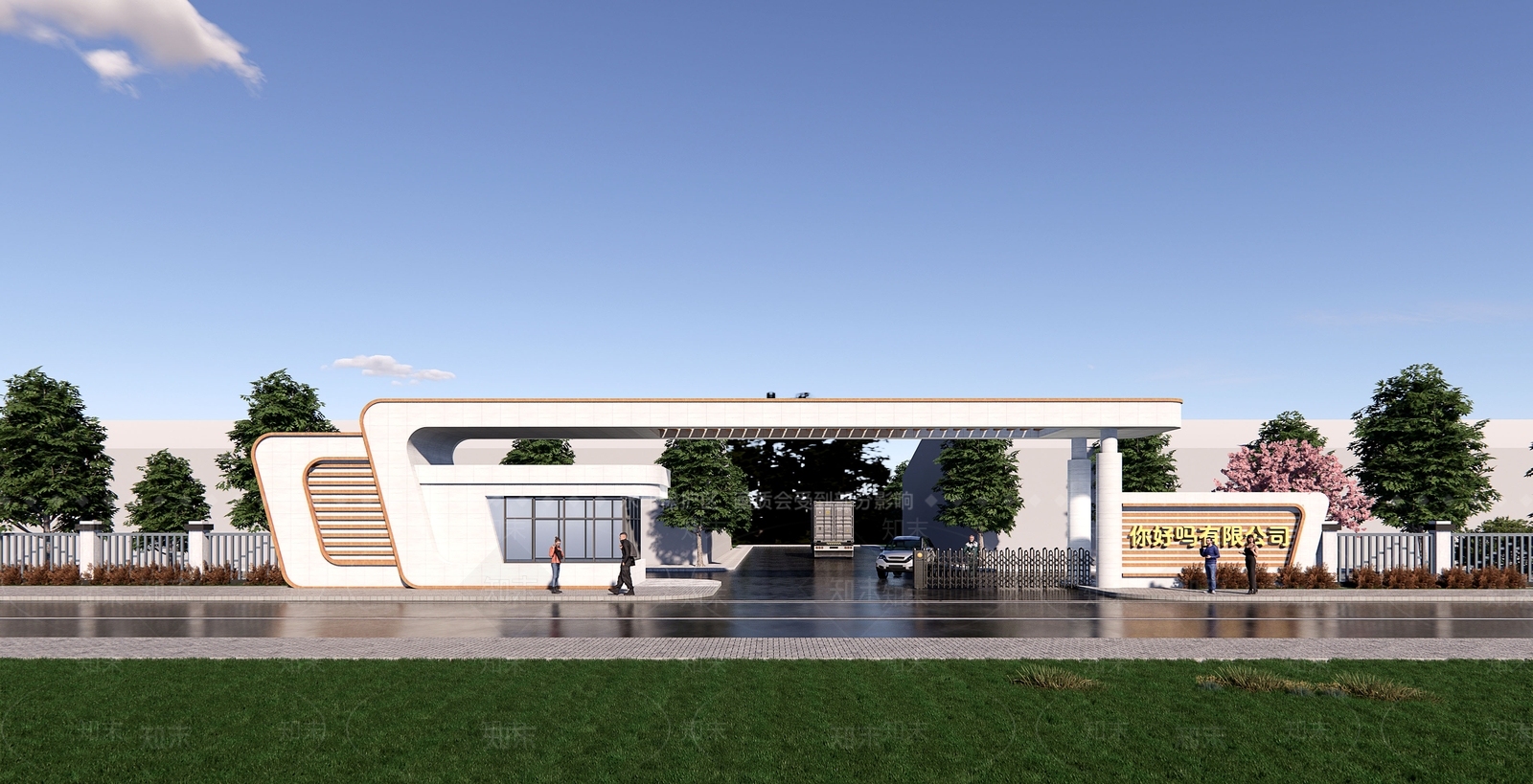 现代风格入口大门SU模型下载【ID:1162063289】