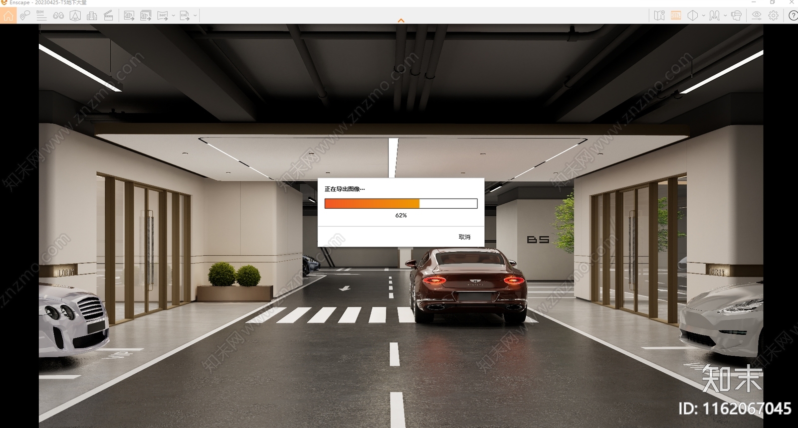 现代酒店地下停车场车库SU模型下载【ID:1162067045】