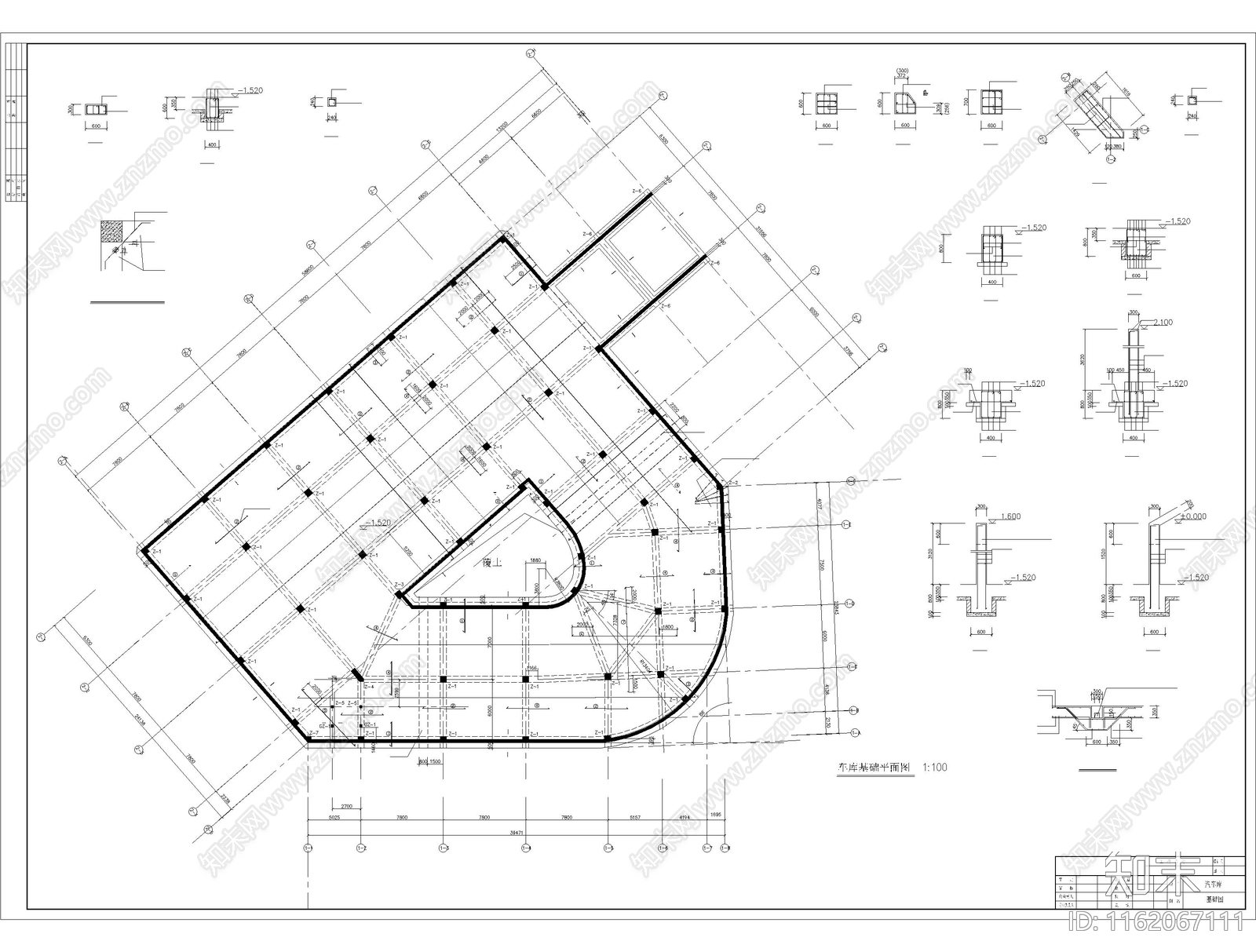地下室停车场车位布局及做施工图下载【ID:1162067111】
